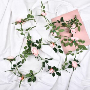 Artificial Flower Garland 12 White Rose Hanging Flowers Garland 90inch Garland Realistic Vine for Home weddinggardenDecoration