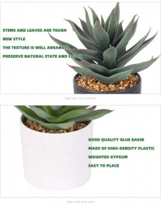 6,7" Bilindahiya Kulîlkên Xweserî yên Têksazkirî Bonsai Faux Cactus Aloe Premium Succulents Synthetic Bi Pot
