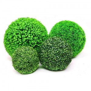 Bimë artificiale eko-miqësore të mbrojtura nga rrezet UV Topa dekorative të barit Topiar me topa artificiale prej druri