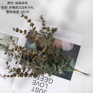 Wholesale Realistic Simulation Plastic Flowers And Green Plants Wedding Crafts Artificial Eucalyptus Bouquet