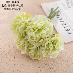 Factory Wholesale Green Hydrangea Peony Bouquet Artificial Flower Home Decoration Wedding Bouquet Faux Flowers