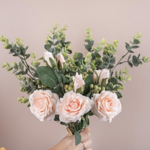 Rose Eucalyptus Wedding Bouquet Table Decoration Flower ភួងផ្កាសិប្បនិម្មិត