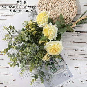 Róża eukaliptusowa bukiet ślubny dekoracja stołu kwiat sztuczny bukiet kwiatów