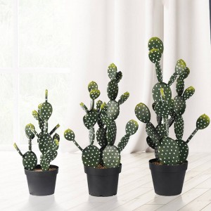 Tropical desert green plants indoor plastic plant artificial succulent cactus plants with potted for home decor