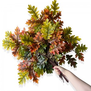 12 copë Degë e gjetheve artificiale të lisit për dasmë në sfond të murit të bimëve