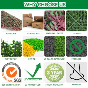 Изкуствено растение за жив плет, зелени панели, подходящи за употреба както на открито, така и на закрито, градина, заден двор и/или декорации за дома