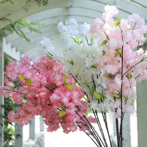 Artificial Tree Flowers Cherry Blossom Branches with leaf for Wedding Decoration