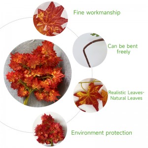 Alaka Maple Leaf Artificial Fall Plastic na-ahapụ ihe ndozi agbamakwụkwọ nke Green Home Festival