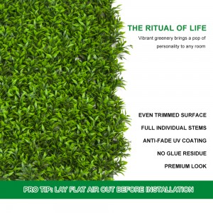 Faux Boxwood Hedge Green Grass Panels Anti-UV Outdoor Indoor Decoration Artificial Plant Grass Walls