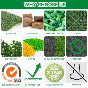 Faux Boxwood גדר חיה לוחות דשא ירוק נגד UV חיצוני קישוט מקורה דשא צמח מלאכותי קיר
