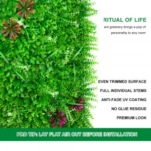 Haie artificielle, nouveau Design, faux panneau de plante d'herbe, mur vert pour la vente en gros