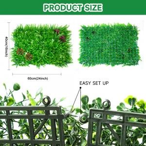 Artificial Hedge ဒီဇိုင်းအသစ်သည် လက်ကားရောင်းချရန်အတွက် Grass Plant Panel Green Wall အတုများ
