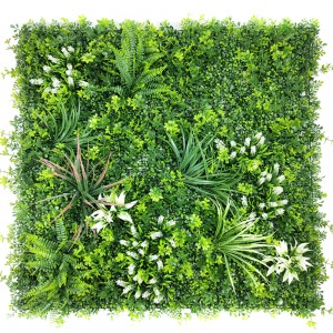 Muri vertikal i kopshtit për dekor të brendshëm të jashtëm Mbrojtje UV Plastike Panele bimore jeshile me cilësi të lartë Shije tropikale