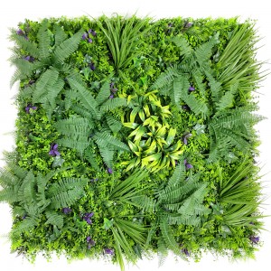 Artificial vegjetal, rezistent ndaj UV dhe retardant ndaj flakës, panel muri i bimëve artificiale, mur me bar jeshil, Mur me gjethe artificiale