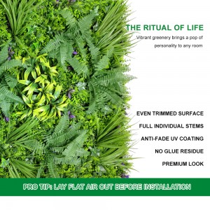 Pflanzliches künstliches UV-beständiges und flammhemmendes UV-Kunstpflanzen-Wandpaneel, grüne Graswand, künstliche Laubwand