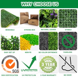 Vegetal artificiel Uv-resistant and Flame-retardant uv artificial plant wall panel green grass wall Artificial foliage Wall