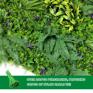 Artificiel vegetal, painel de parede artificial uv resistente a uv e retardador de chamas, grama verde, parede de folhagem artificial