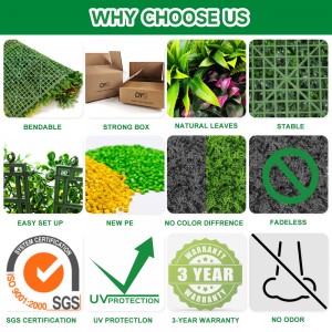 vegetal artificial Uv-resistant plant wall indoor and outdoor Decor panel Artificial foliage green grass wall 100*100cm