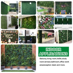 WHDY Customized artificial green wall panel boxwood foliage 50*50cm DIY for indoor outdoor decoration