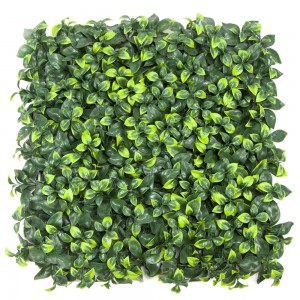 Gardh artificial i argjilës me gjethe artificiale Gjelbërim Dekorimi realist i sfondit të murit Foto për dasma në festë