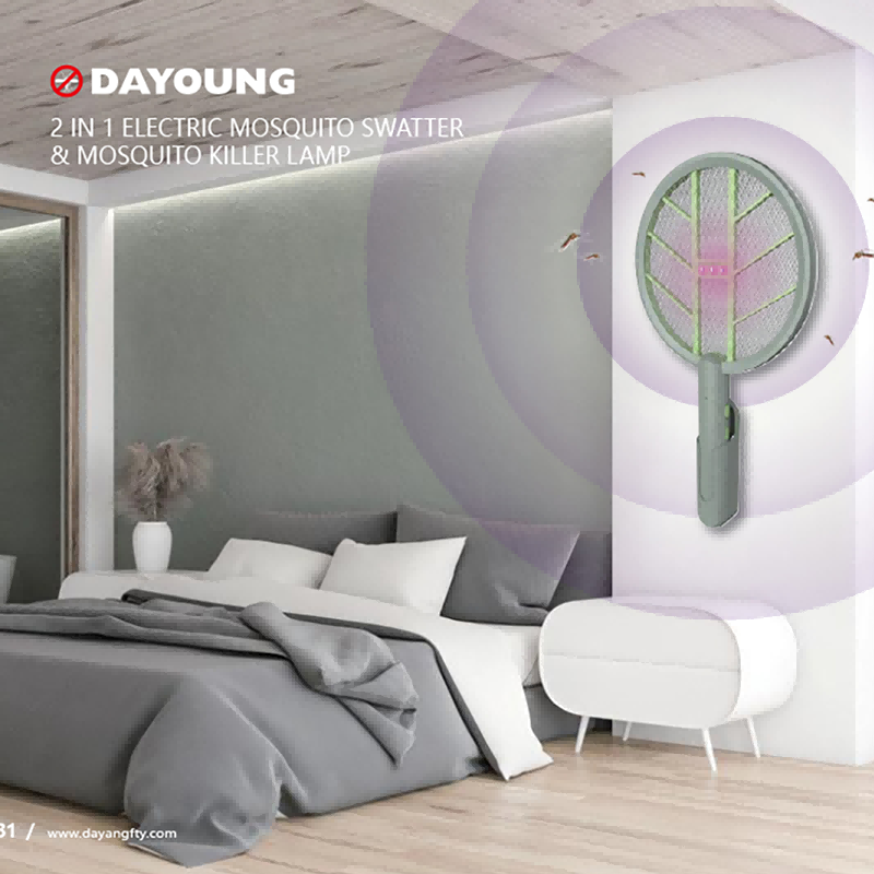 DYT-X8 Nový styl populární 2v1 elektrická plácačka na komáry a lampa na hubení komárů