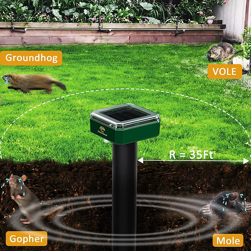 Ultrasonic Sonic Repellent, Vole Snake Gopher Deterrent Spikes for Lawn Garden, Outdoor Yard Groundhog Chipmunk Repeller DY-068L