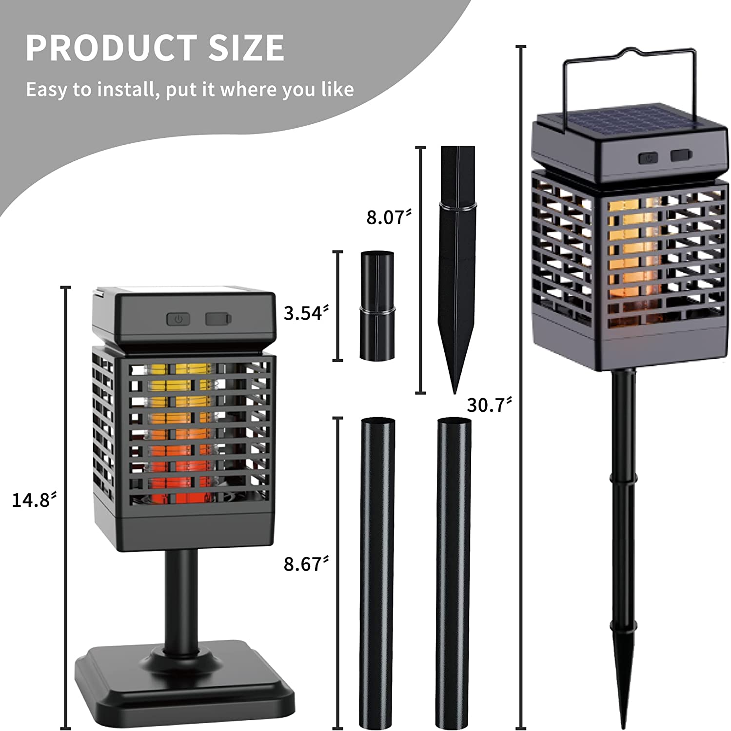 DYT-Y60 Garden rechargeable solar insect killer flame torch