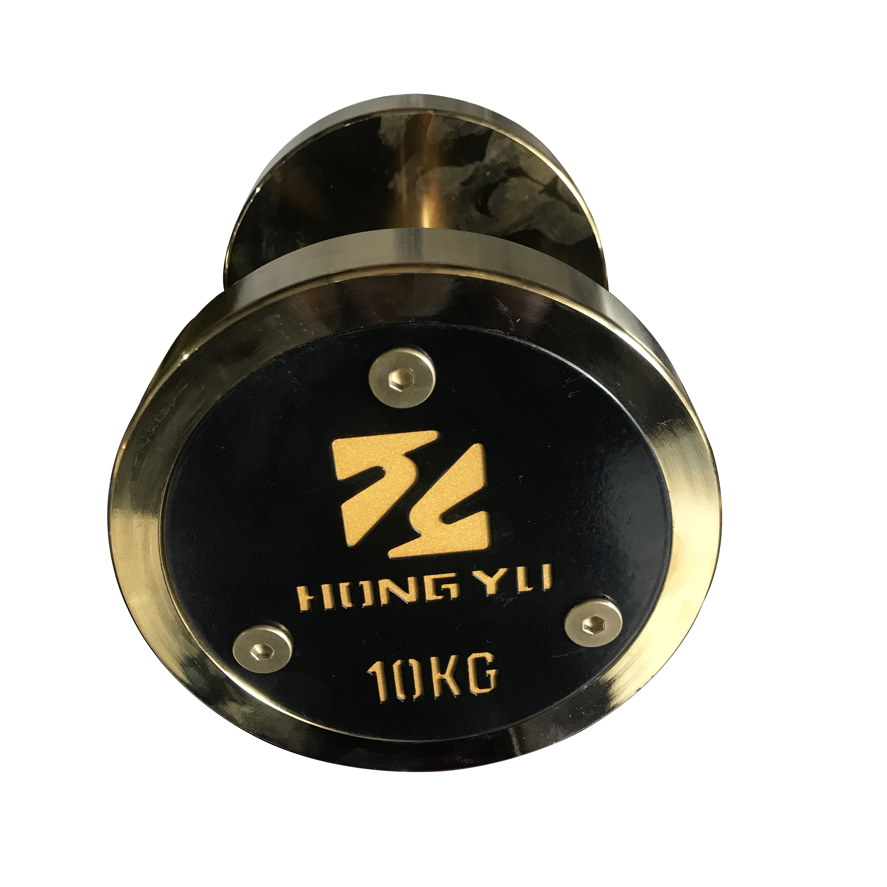 China Wholesale 30kg Dumbbell Hex Manufacturers - Hot selling gold chrome steel dumbbell 2.5-100kg custom logo weight training mancuernas rotating handle – Hongyu