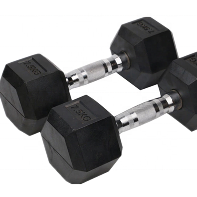 China Wholesale Hex Dumbbells Rubber Manufacturers - China Supplier Black Rubber Coated Solid Power Free Weights Custom Logo Hex Dumbbells Set Kg – Hongyu