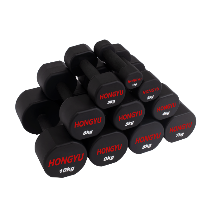 Gym Fitness Equipment Custom Logo Black Fixed Dumbbell 1KG-10KG CPU Mancuernas Set Small Dumbbells