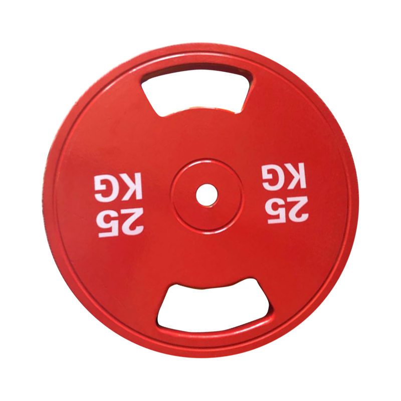 Painting barbell weight plate hand grip