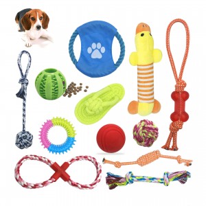 Pasgemaakte 12-pakstel hondespeelgoed interaktiewe piepende hondespeelgoed Troeteldier-pluche speelgoed