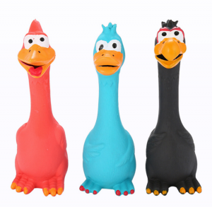 ທົນທານ Screaming Chicken Pet Chew Toys ຢາງທໍາມະຊາດ ຫມາ Squeak Toys