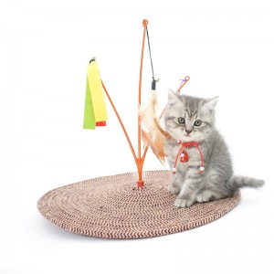 Umgangatho ophezulu woMthi omncinci Ikati Scratch Post Interactive Feather Wand Cat Teaser Toys
