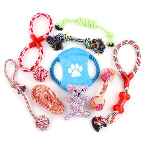 Confezione personalizzata da 10 giocattoli per cani in cotone resistente, giocattoli interattivi da masticare per animali striduli