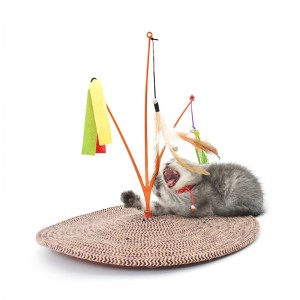 고품질 작은 나무 고양이 스크래치 포스트 대화형 깃털 지팡이 고양이 티저 장난감