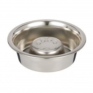 Stainless Steel Slow Feed Bowl Fit Elevated Feeders