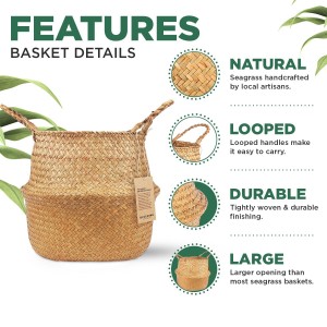 Seagrass Plant Baskets Wicker Woven Boho Cog Tsev Decor