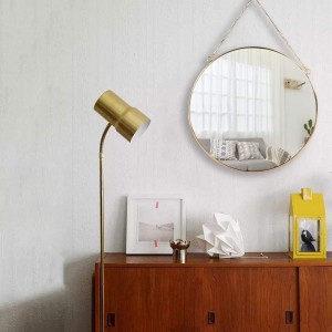 Подвесное настенное круглое зеркало Золотое геометрическое зеркало с цепочкой для декора комнаты