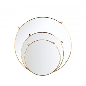 Viseče stensko okroglo ogledalo Zlato geometrijsko ogledalo z verižico Sobni dekor