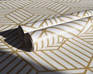 Златно-беле геометријске тапете за одлепљивање и лепљење шестоугаоног самолепљивог декора