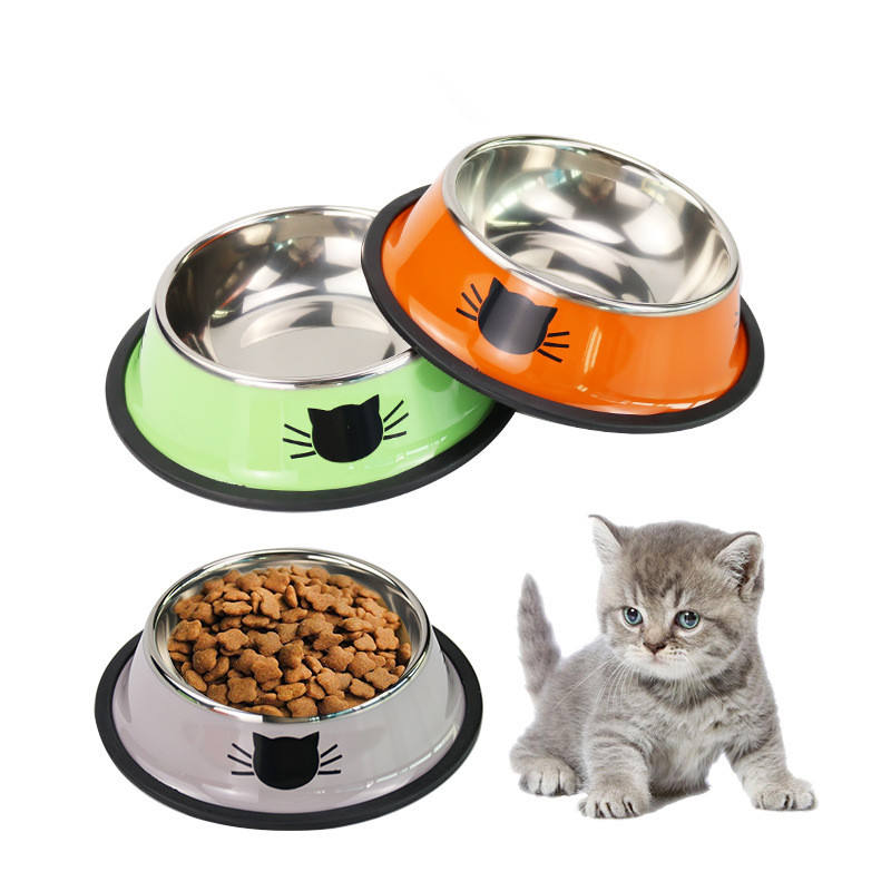 Hot Sale Round Pet Feeding Bowl Non-slip Stainless Steel Cat Dog Food Bowl Pet Drinking Bowl