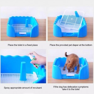 Hordozható, tartós műanyag beltéri kisállat-vécé fröccsenésgátló kerítéssel