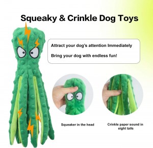 Sebōpeho sa Octopus se Khethiloeng Sebopeho sa Ntja se Squeaky Toys Pet Chew Toys