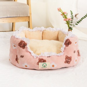 Wholesale Cute Cartoon Printing Plush Kennel Dog Cat Beds