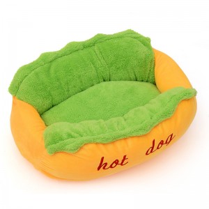 Hot Dog Shape Pehme plüüsis soe koerakassi voodi