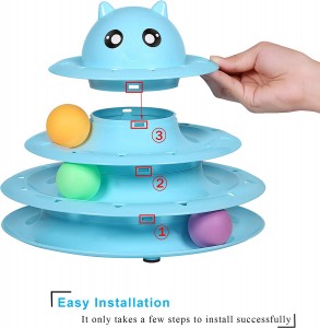 Venda a l'engròs de joguines interactives per a gats amb torre de rodets de plàstic