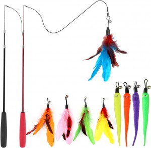 High Quality Interactive Feather Cat Teasing Stick Toys Set