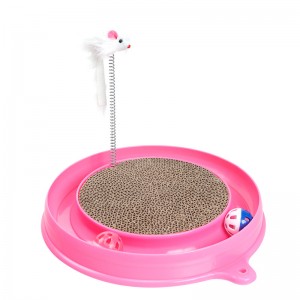Customized Logo Plastic Cat Scratcher Toy with Ball