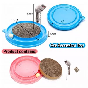 Customized Logo Plastic Cat Scratcher Toy with Ball